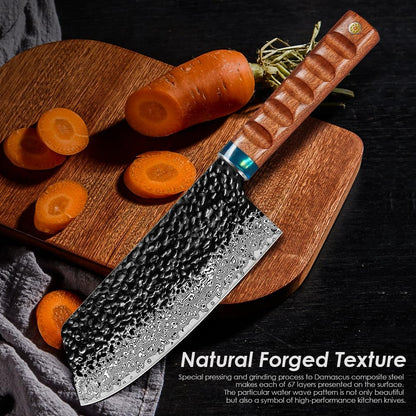Damascus Chinese kitchen knife 8 inch,Professional kitchen knives,Sharp Damascus knife,Ergonomic rosewood handle with gift box for Home & Restaurant