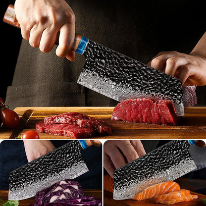 Damascus Chinese kitchen knife 8 inch,Professional kitchen knives,Sharp Damascus knife,Ergonomic rosewood handle with gift box for Home & Restaurant