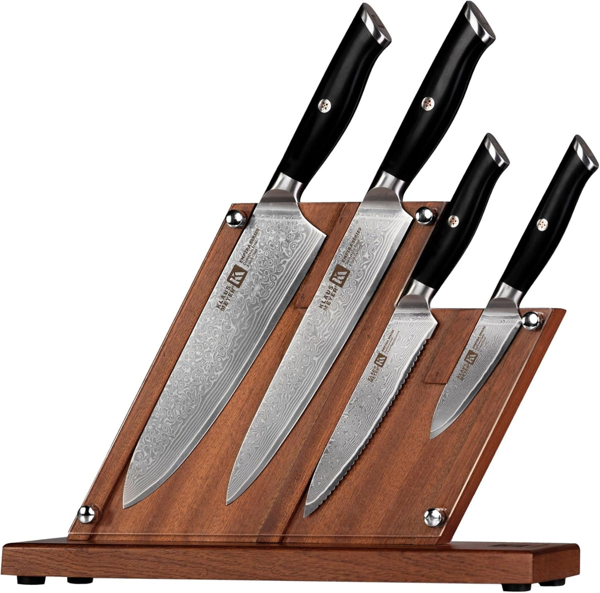 Empira 5 Piece Damascus Kitchen Knife Set With Magnetic Block | VG-10 Damascus Steel, Full Tang, Ultra Sharpness, Ergonomic ABS Handle, Strong Magnetic Block, Ideal Gift For Passionate Chef