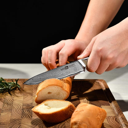 Empira 5 Piece Damascus Kitchen Knife Set With Magnetic Block | VG-10 Damascus Steel, Full Tang, Ultra Sharpness, Ergonomic ABS Handle, Strong Magnetic Block, Ideal Gift For Passionate Chef