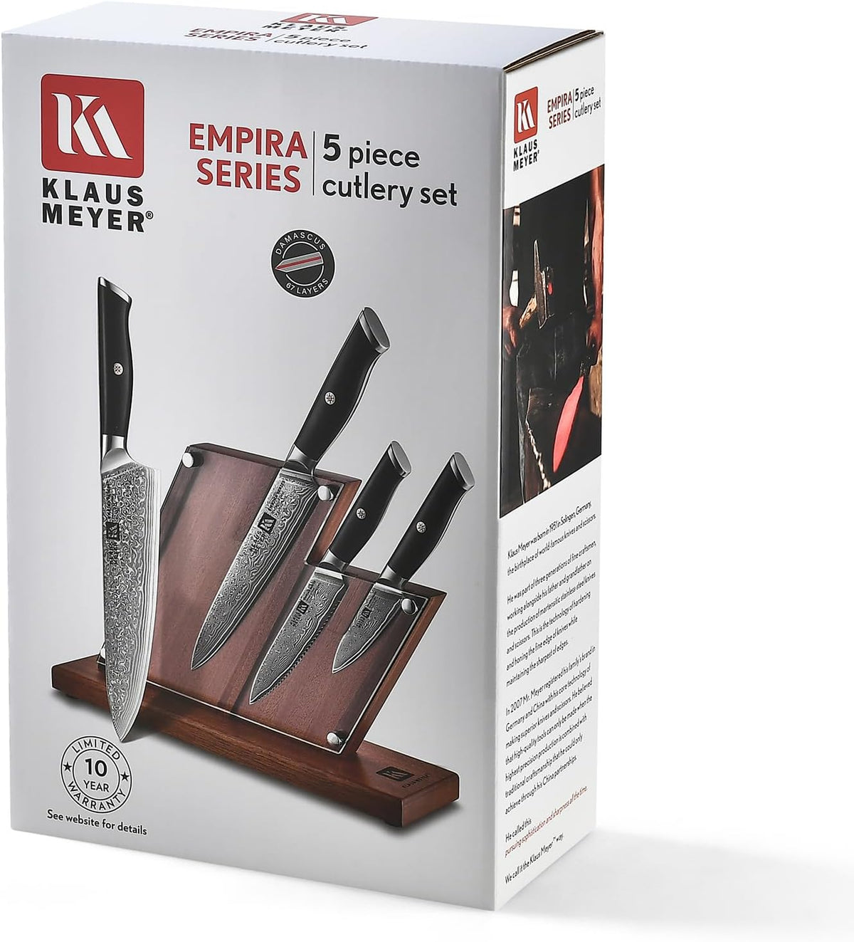 Empira 5 Piece Damascus Kitchen Knife Set With Magnetic Block | VG-10 Damascus Steel, Full Tang, Ultra Sharpness, Ergonomic ABS Handle, Strong Magnetic Block, Ideal Gift For Passionate Chef