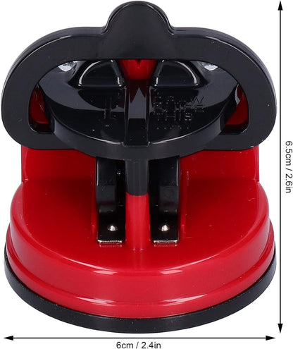Knife Sharpener with Suction Cup, Manual Knife Sharpening Kit, Pocket Tungsten Steel Knife Sharpeners for Home Kitchen Use (Red)