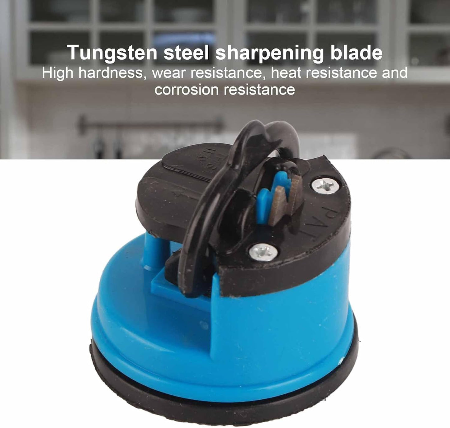 Knife Sharpener with Suction Cup, Manual Knife Sharpening Kit, Pocket Tungsten Steel Knife Sharpeners for Home Kitchen Use (Red)