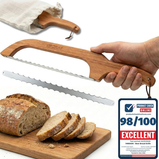 16" Premium Bread Slicer for Homemade Bread Knife For Homemade Bread Bow Sourdough Knife Starter Kit Bread Dough Tools Slicing Bagel slicer Wooden Sandwich Cutter Handle Saw breadly Razor Both Hand
