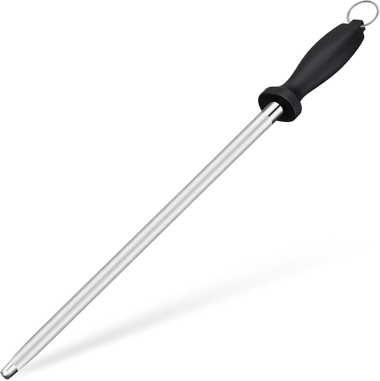 12" Professional Carbon Steel Knife Honing Rod with Hanging Holes | 17" Overall Length, Professional Knife Sharpening Tool, For Chef Household Hunting & Pocketknives, Easy Hanging Storage