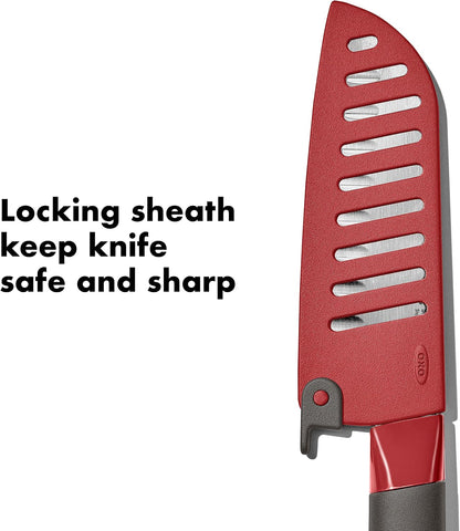 Outdoor Santoku Knife with Locking Sheath - 5.5"