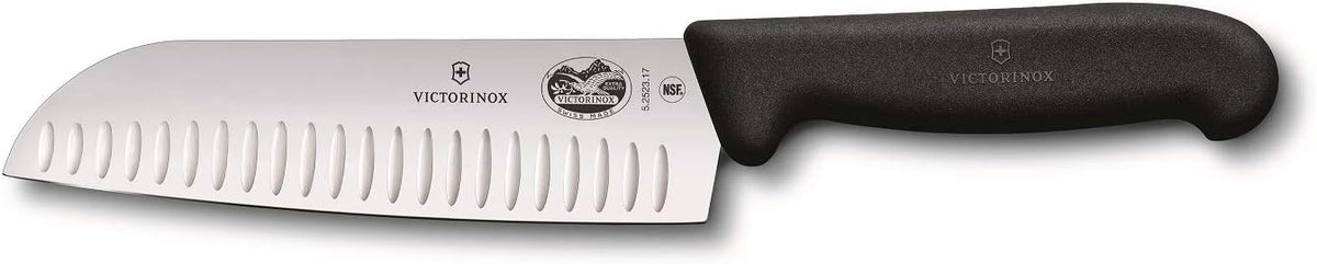 VIC-5.2523.17 Fibrox Pro Santoku 7" Granton Blade 1½" Width at Handle Black