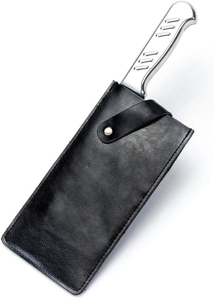 PU Leather Knife Sheath, Universal Meat Cleaver Covers, Waterproof Butcher Chef Knife Edge Guards, Durable Wide Knife Protectors, Heavy Duty Kife Blade Shield Guard, 8.27”Lx3.9”W (Black)
