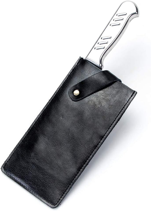 PU Leather Knife Sheath, Universal Meat Cleaver Covers, Waterproof Butcher Chef Knife Edge Guards, Durable Wide Knife Protectors, Heavy Duty Kife Blade Shield Guard, 8.27”Lx3.9”W (Black)