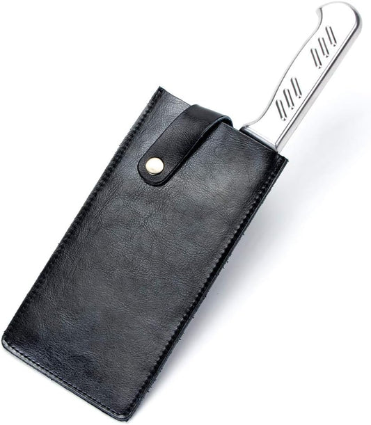 PU Leather Knife Sheath, Universal Meat Cleaver Covers, Waterproof Butcher Chef Knife Edge Guards, Durable Wide Knife Protectors, Heavy Duty Kife Blade Shield Guard, 8.27”Lx3.9”W (Black)