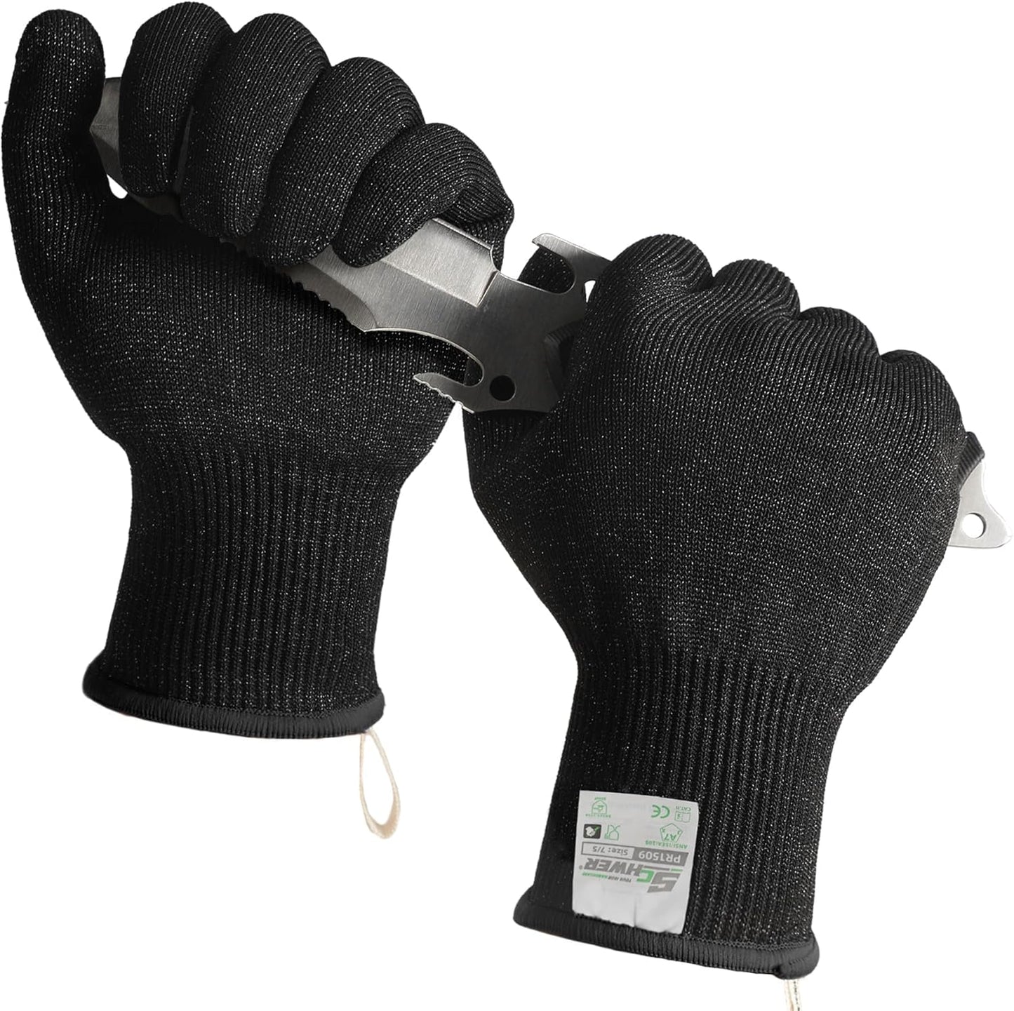 2 Pairs High Level ANSI A7 Cut Resistant Gloves, Food Grade Cutting Gloves for Chef, Mandoline Glove for Kitchen Meat Cutting, Wood Caving, Ambidextrous, Breathable & Cool, PR1508, L