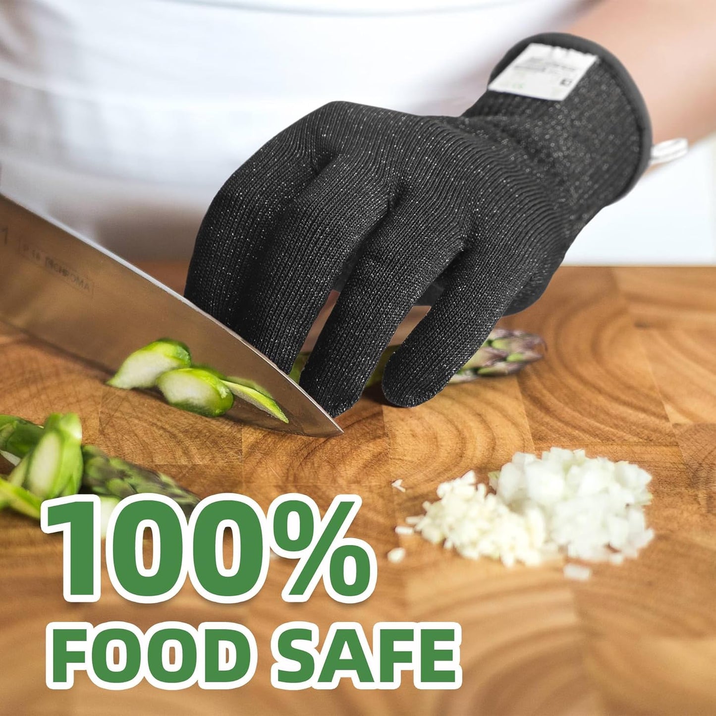 2 Pairs High Level ANSI A7 Cut Resistant Gloves, Food Grade Cutting Gloves for Chef, Mandoline Glove for Kitchen Meat Cutting, Wood Caving, Ambidextrous, Breathable & Cool, PR1508, L
