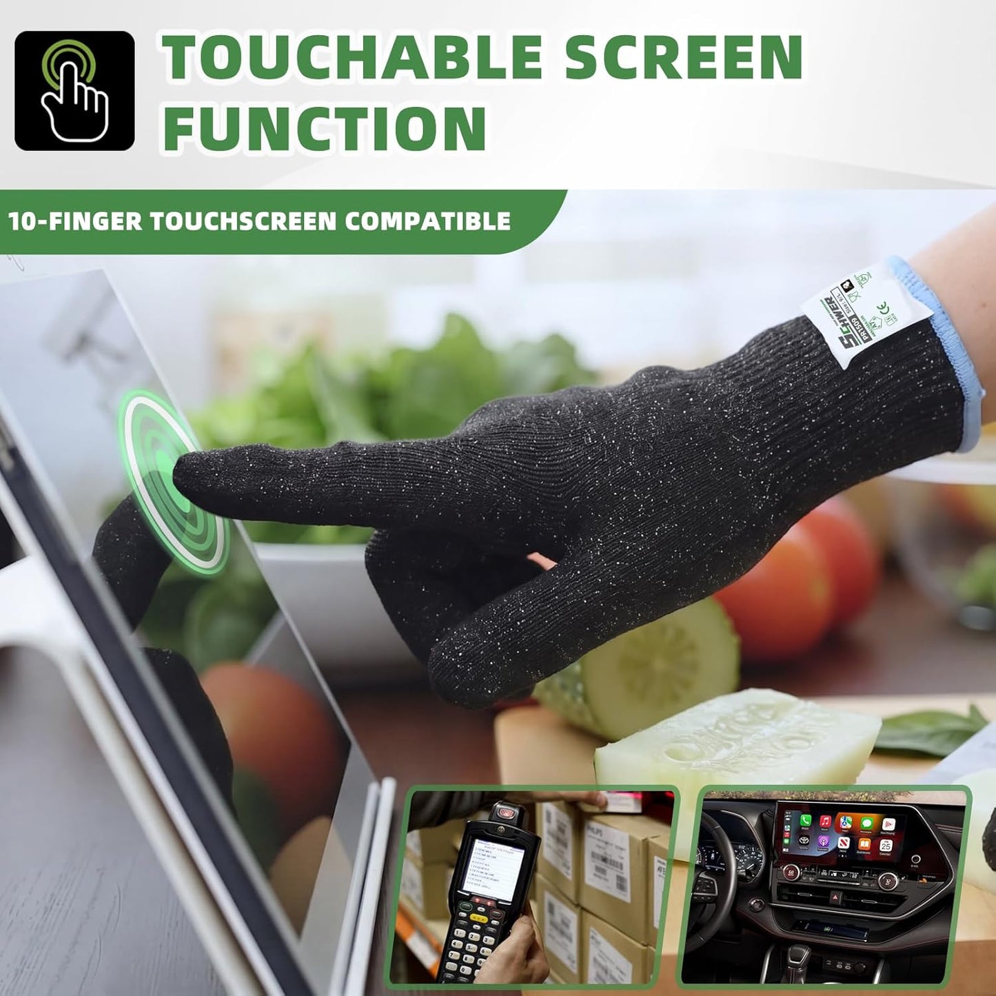 2 Pairs High Level ANSI A7 Cut Resistant Gloves, Food Grade Cutting Gloves for Chef, Mandoline Glove for Kitchen Meat Cutting, Wood Caving, Ambidextrous, Breathable & Cool, PR1508, L