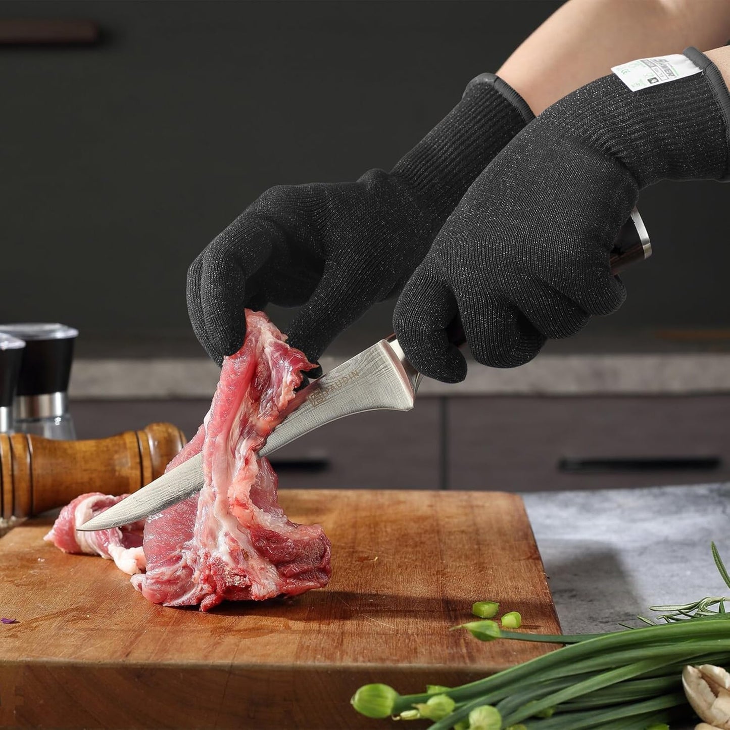 2 Pairs High Level ANSI A7 Cut Resistant Gloves, Food Grade Cutting Gloves for Chef, Mandoline Glove for Kitchen Meat Cutting, Wood Caving, Ambidextrous, Breathable & Cool, PR1508, L