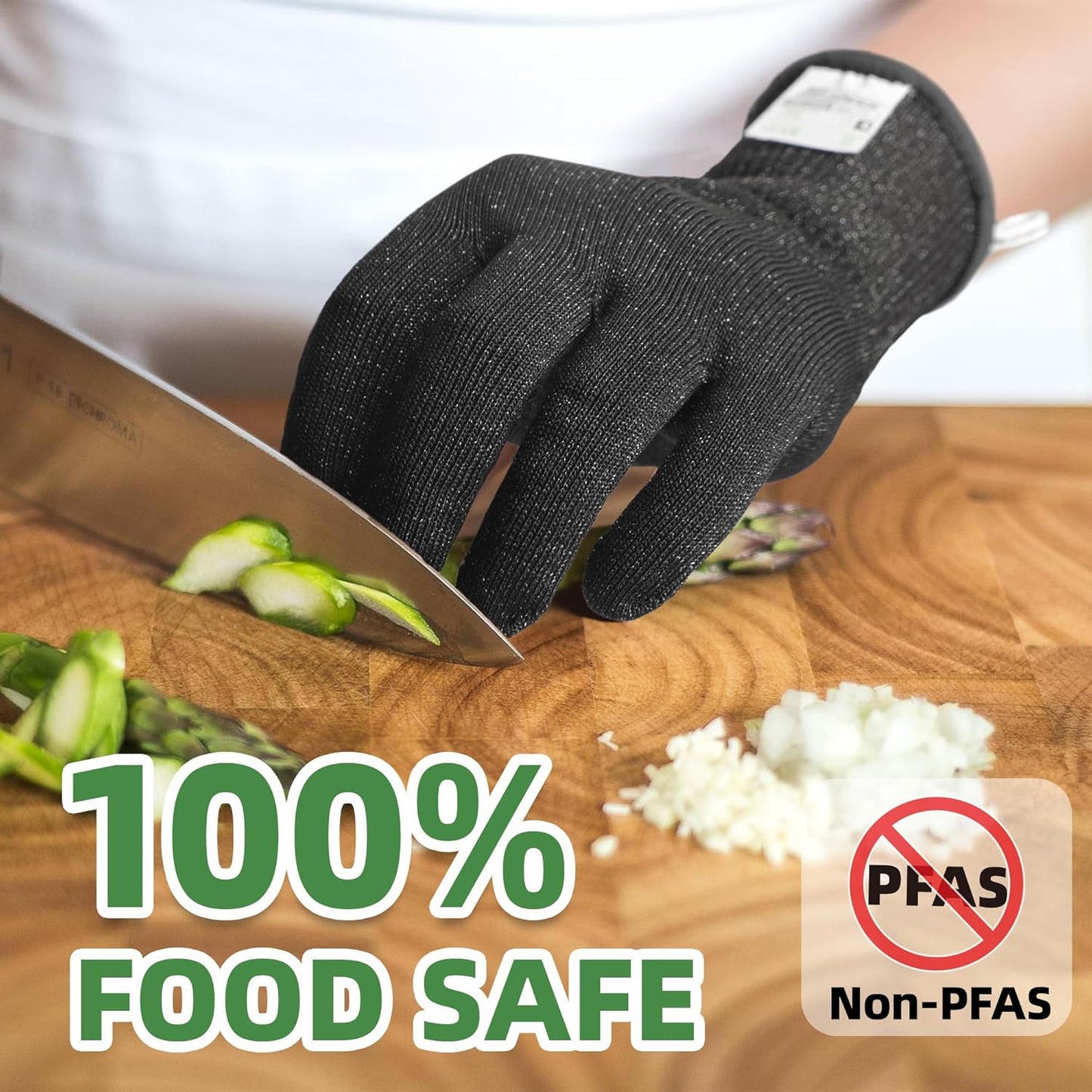 2 Pairs High Level ANSI A7 Cut Resistant Gloves, Food Grade Cutting Gloves for Chef, Mandoline Glove for Kitchen Meat Cutting, Wood Caving, Ambidextrous, Breathable & Cool, PR1508, L