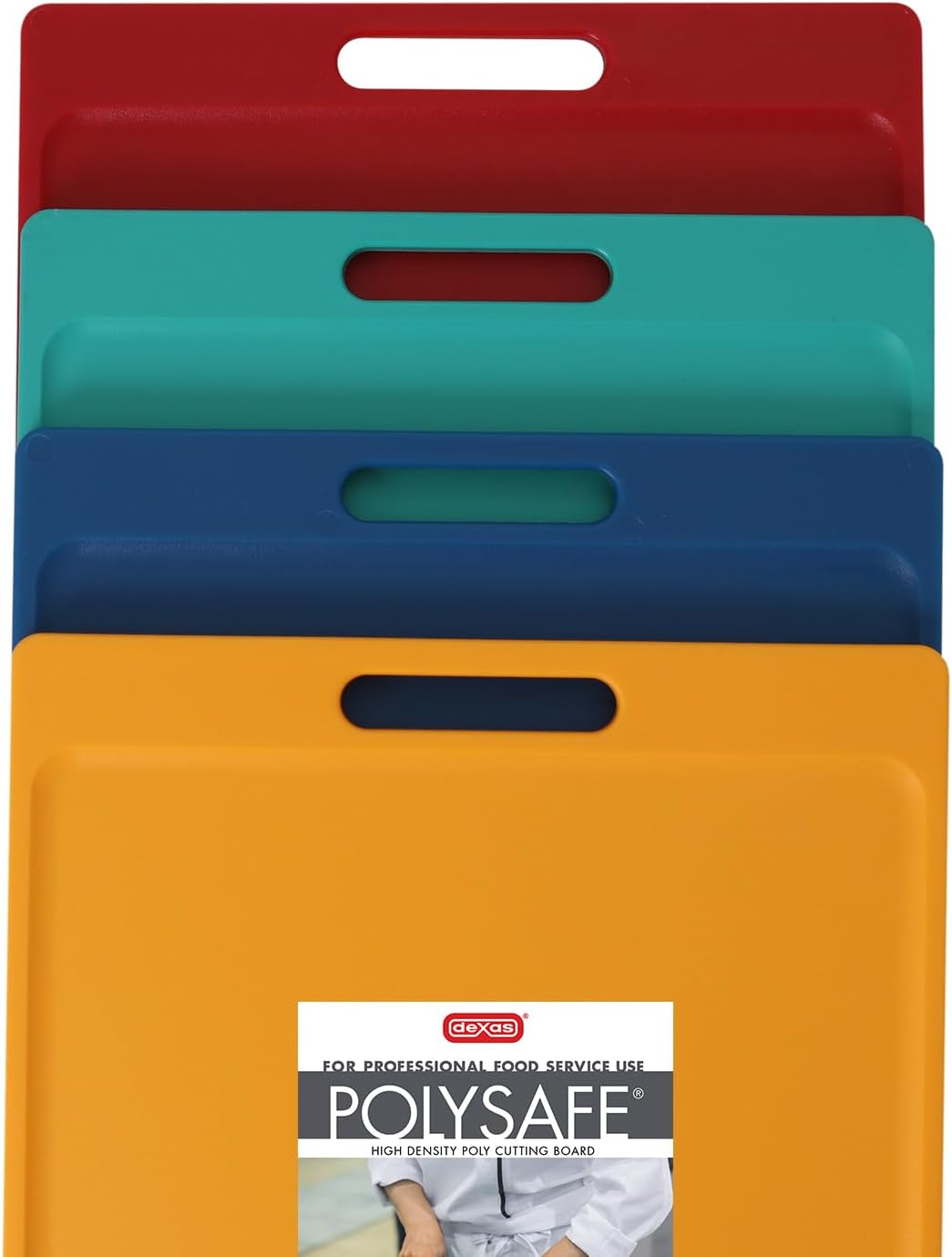 4-Pack NSF Certified Polysafe Cutting Boards with Handle, 11 x 14.5 Inches, Reversible Kitchen Cutting Board, Assorted Colors