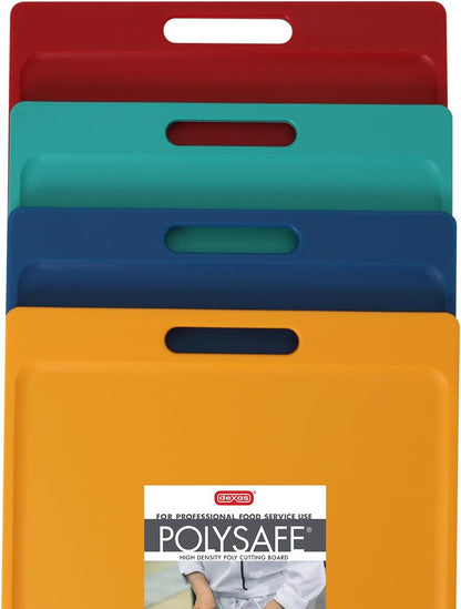 4-Pack NSF Certified Polysafe Cutting Boards with Handle, 11 x 14.5 Inches, Reversible Kitchen Cutting Board, Assorted Colors