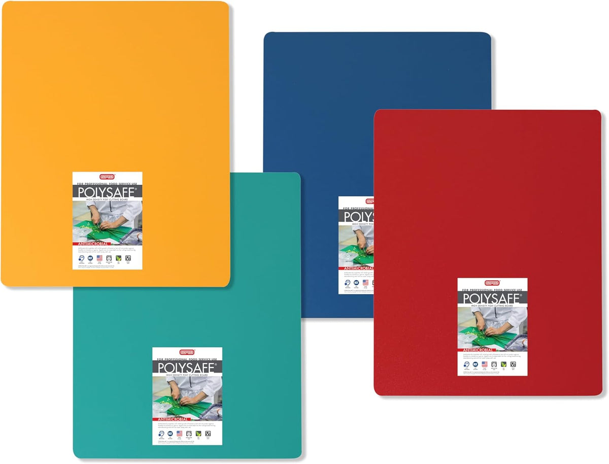 4-Pack NSF Certified Polysafe Cutting Boards with Handle, 11 x 14.5 Inches, Reversible Kitchen Cutting Board, Assorted Colors