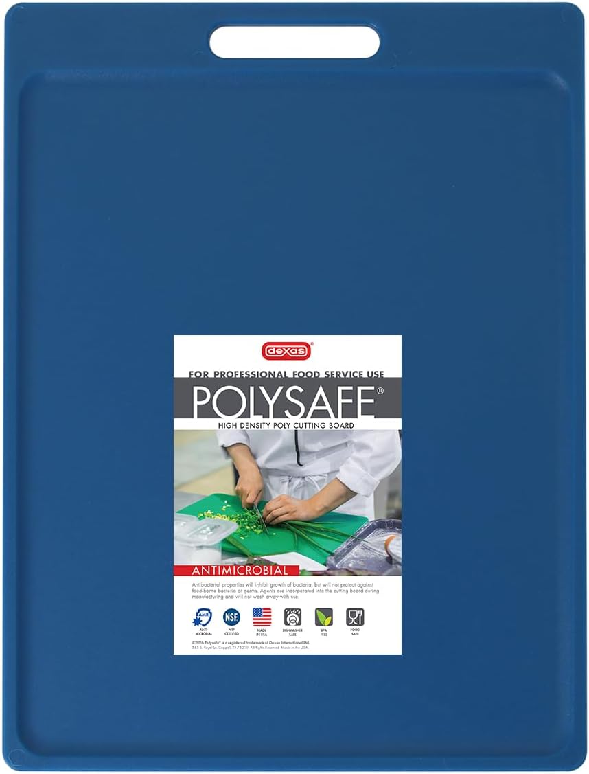 4-Pack NSF Certified Polysafe Cutting Boards with Handle, 11 x 14.5 Inches, Reversible Kitchen Cutting Board, Assorted Colors