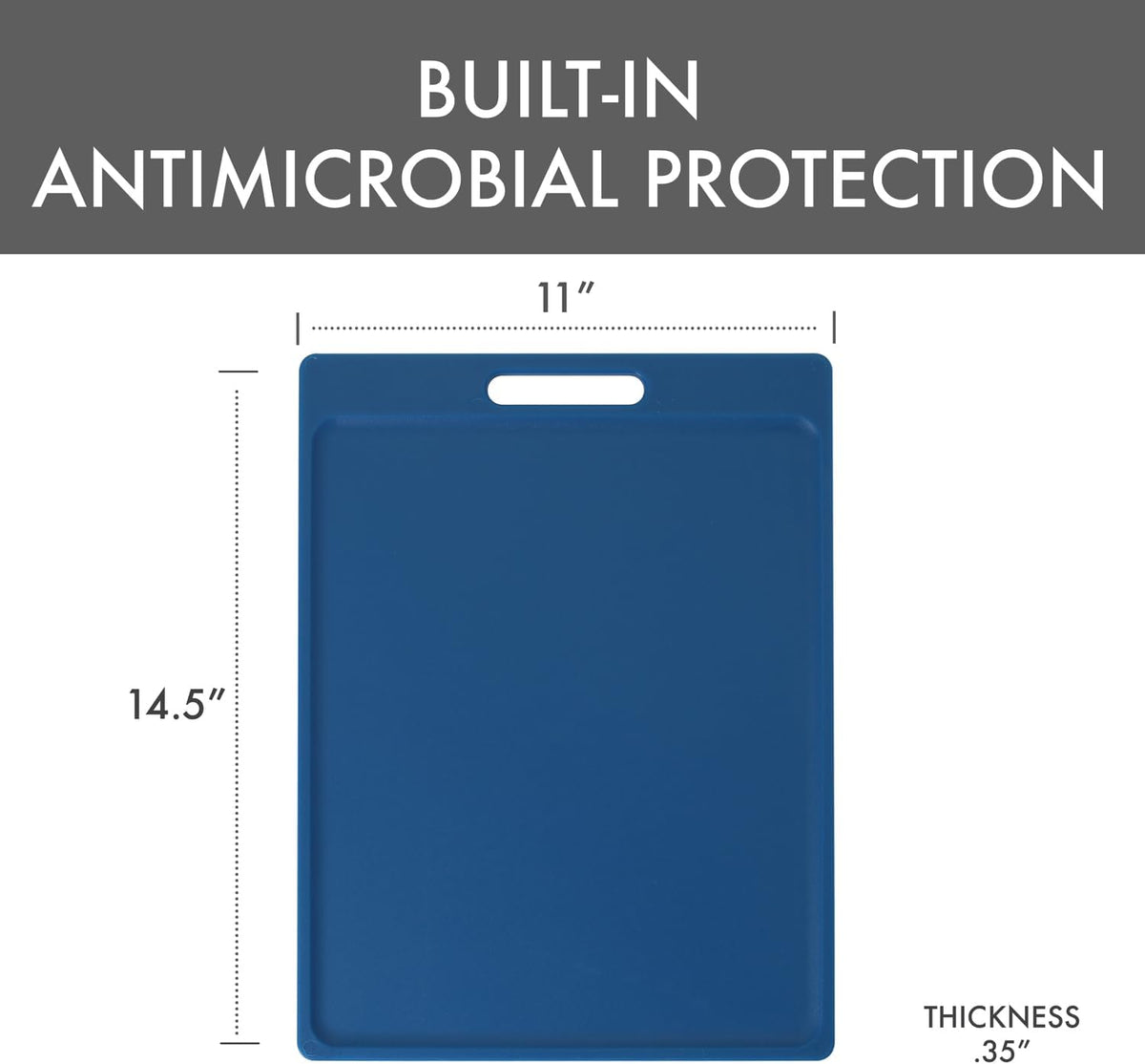 4-Pack NSF Certified Polysafe Cutting Boards with Handle, 11 x 14.5 Inches, Reversible Kitchen Cutting Board, Assorted Colors