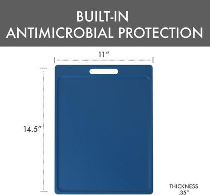 4-Pack NSF Certified Polysafe Cutting Boards with Handle, 11 x 14.5 Inches, Reversible Kitchen Cutting Board, Assorted Colors
