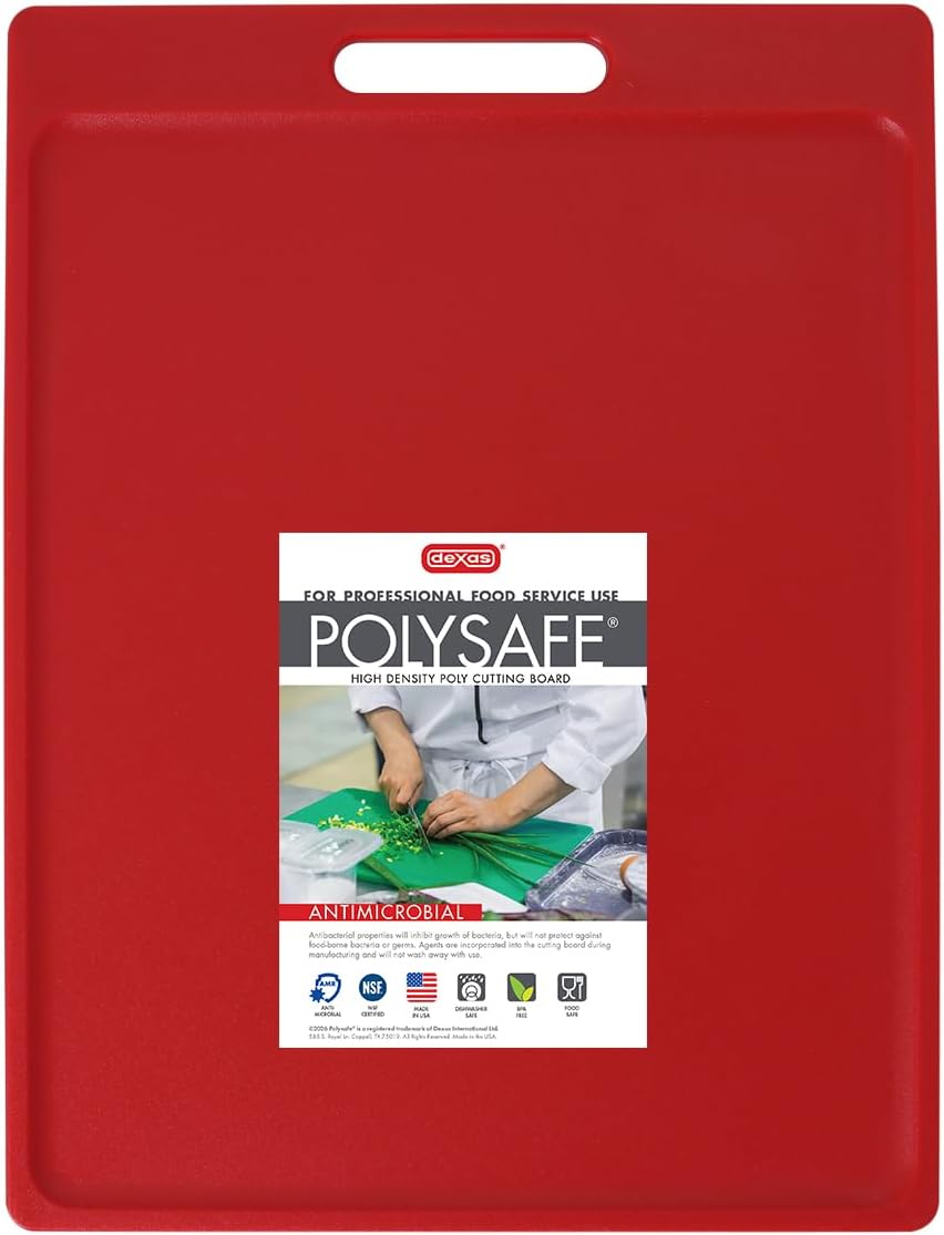 4-Pack NSF Certified Polysafe Cutting Boards with Handle, 11 x 14.5 Inches, Reversible Kitchen Cutting Board, Assorted Colors