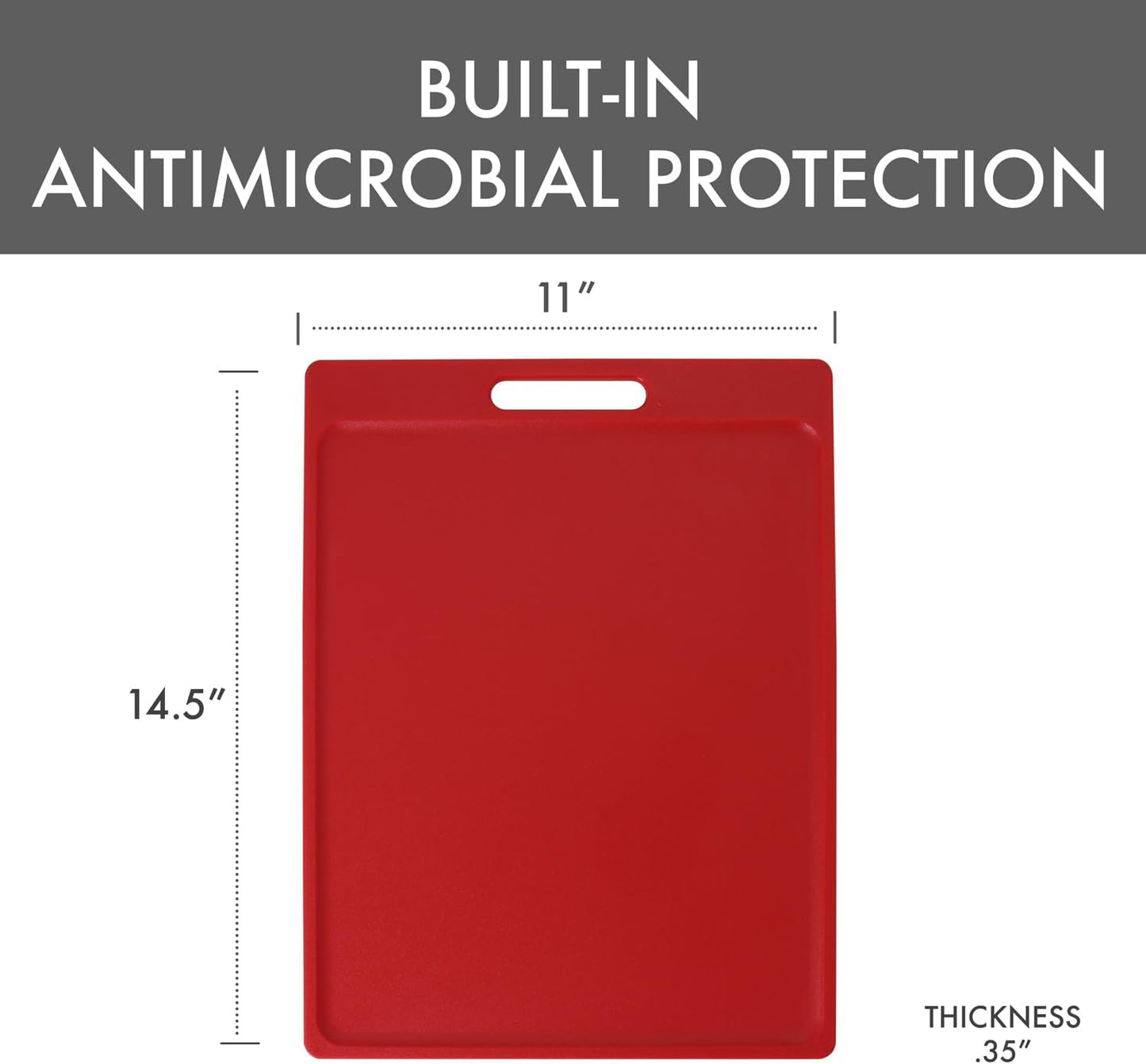 4-Pack NSF Certified Polysafe Cutting Boards with Handle, 11 x 14.5 Inches, Reversible Kitchen Cutting Board, Assorted Colors