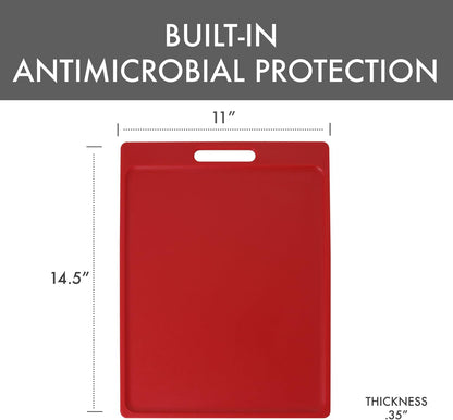 4-Pack NSF Certified Polysafe Cutting Boards with Handle, 11 x 14.5 Inches, Reversible Kitchen Cutting Board, Assorted Colors