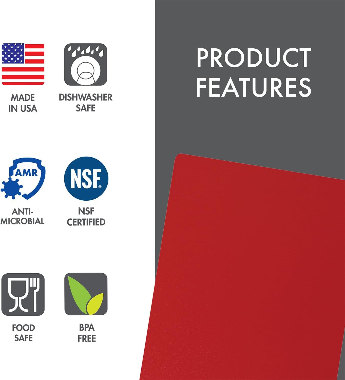 4-Pack NSF Certified Polysafe Cutting Boards with Handle, 11 x 14.5 Inches, Reversible Kitchen Cutting Board, Assorted Colors