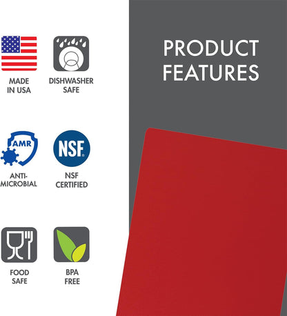 4-Pack NSF Certified Polysafe Cutting Boards with Handle, 11 x 14.5 Inches, Reversible Kitchen Cutting Board, Assorted Colors