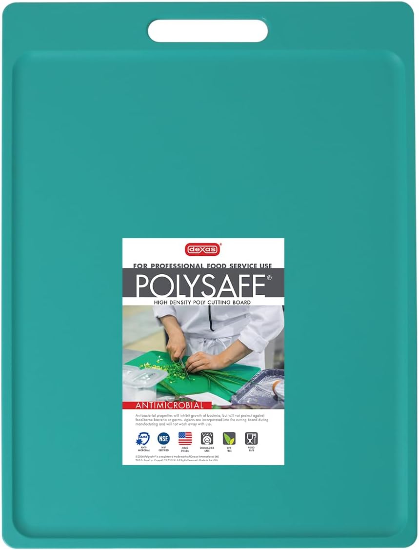 4-Pack NSF Certified Polysafe Cutting Boards with Handle, 11 x 14.5 Inches, Reversible Kitchen Cutting Board, Assorted Colors