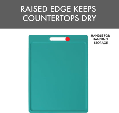 4-Pack NSF Certified Polysafe Cutting Boards with Handle, 11 x 14.5 Inches, Reversible Kitchen Cutting Board, Assorted Colors