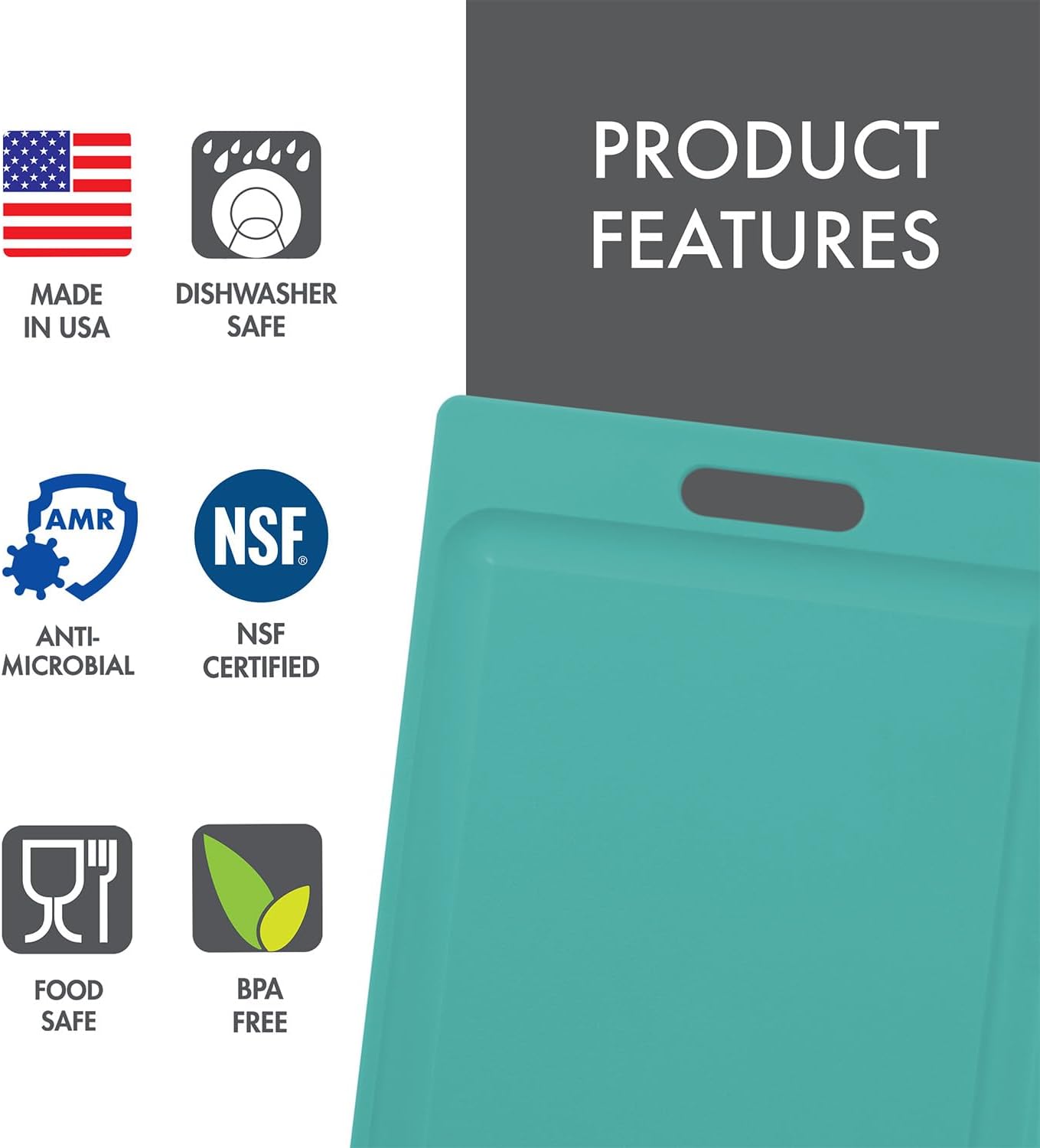 4-Pack NSF Certified Polysafe Cutting Boards with Handle, 11 x 14.5 Inches, Reversible Kitchen Cutting Board, Assorted Colors