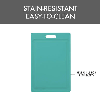 4-Pack NSF Certified Polysafe Cutting Boards with Handle, 11 x 14.5 Inches, Reversible Kitchen Cutting Board, Assorted Colors