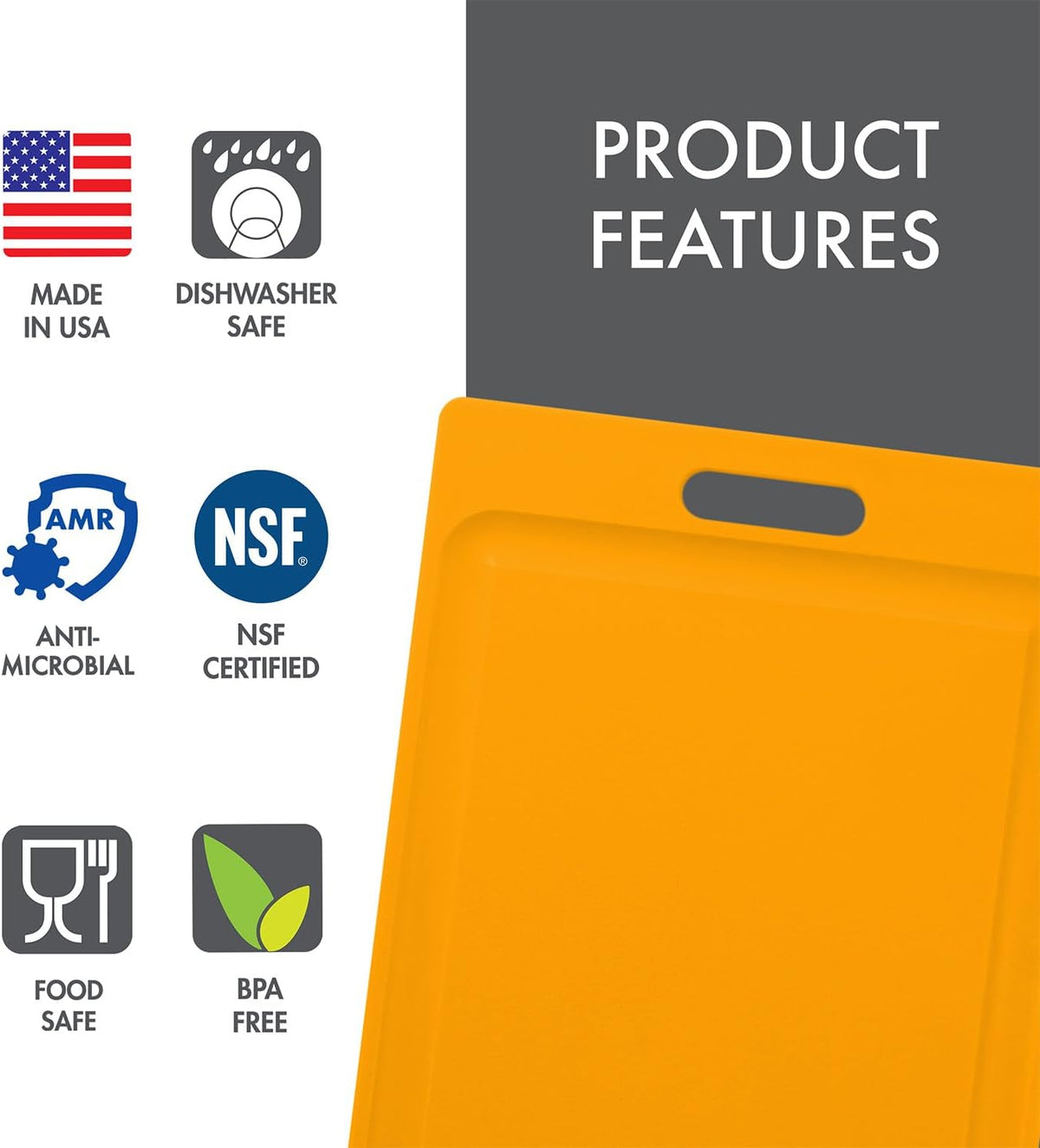 4-Pack NSF Certified Polysafe Cutting Boards with Handle, 11 x 14.5 Inches, Reversible Kitchen Cutting Board, Assorted Colors