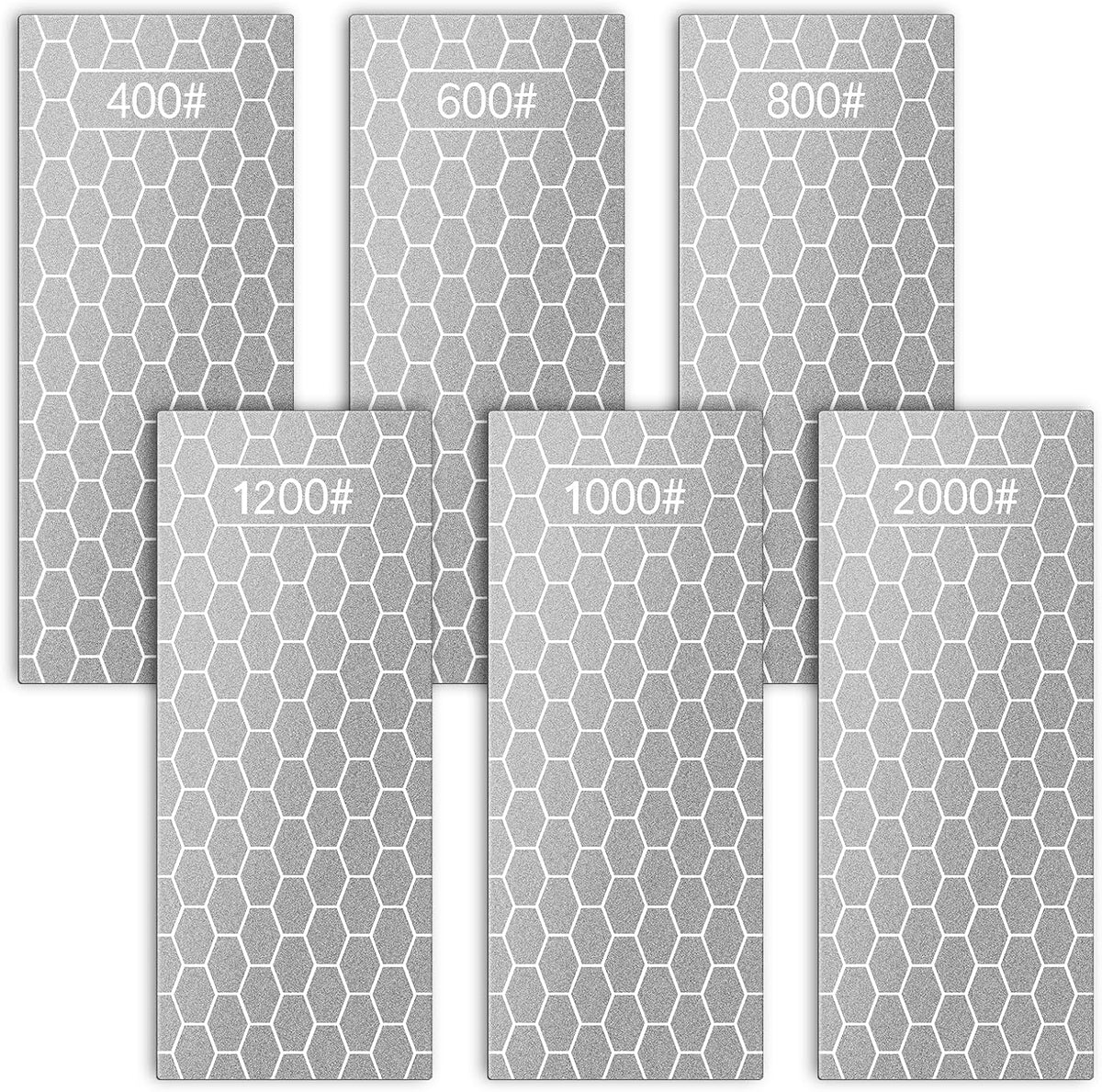 6 Pcs Diamond Sharpening Stone Set with Non-slip Base Knife Sharpening Stone 400/600/800/1000/1200/2000 Grit Sharpener Diamond Lapping Plate for Chisels, Plane Irons, Knives, Blades