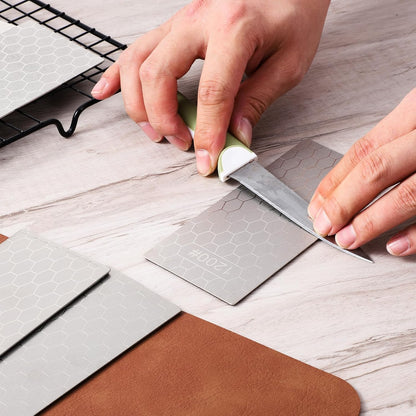 6 Pcs Diamond Sharpening Stone Set with Non-slip Base Knife Sharpening Stone 400/600/800/1000/1200/2000 Grit Sharpener Diamond Lapping Plate for Chisels, Plane Irons, Knives, Blades