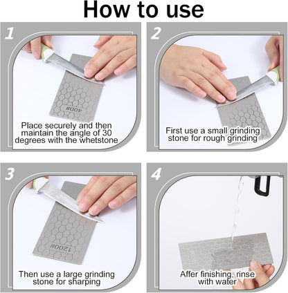 6 Pcs Diamond Sharpening Stone Set with Non-slip Base Knife Sharpening Stone 400/600/800/1000/1200/2000 Grit Sharpener Diamond Lapping Plate for Chisels, Plane Irons, Knives, Blades