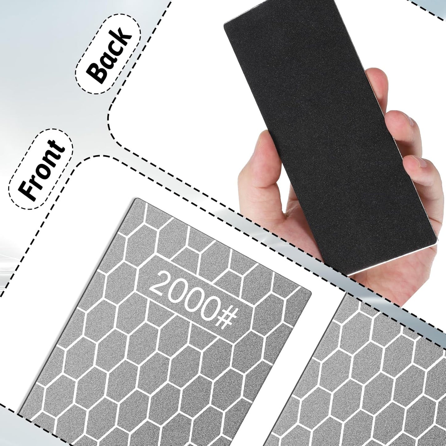 6 Pcs Diamond Sharpening Stone Set with Non-slip Base Knife Sharpening Stone 400/600/800/1000/1200/2000 Grit Sharpener Diamond Lapping Plate for Chisels, Plane Irons, Knives, Blades