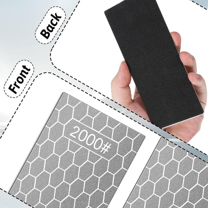 6 Pcs Diamond Sharpening Stone Set with Non-slip Base Knife Sharpening Stone 400/600/800/1000/1200/2000 Grit Sharpener Diamond Lapping Plate for Chisels, Plane Irons, Knives, Blades