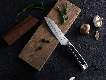 Cangshan TN1 Series 1021905 Swedish 14C28N Steel Forged 5-Inch Santoku Knife and Wood Sheath Set