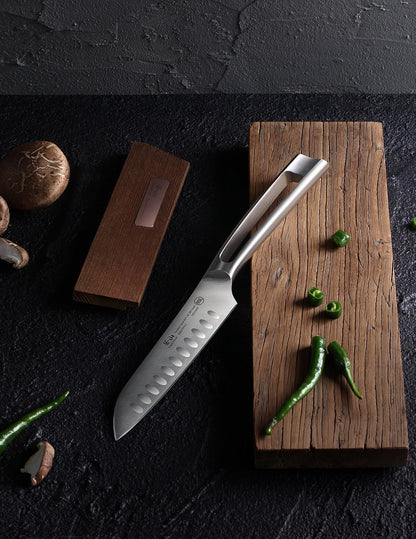 Cangshan TN1 Series 1021905 Swedish 14C28N Steel Forged 5-Inch Santoku Knife and Wood Sheath Set