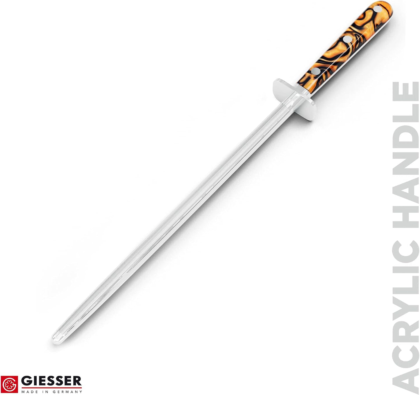 Giesser since 1776, Made in Germany, Sharpening Steel 10 inch - Honing Steel, PremiumCut, Spicy Orange
