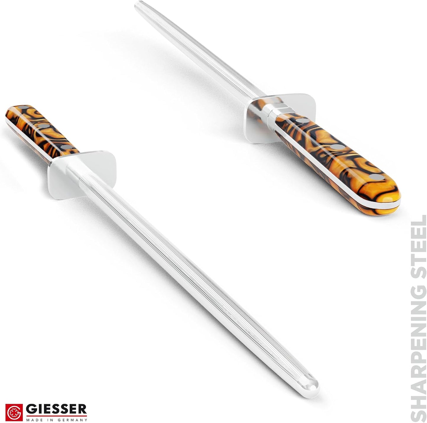 Giesser since 1776, Made in Germany, Sharpening Steel 10 inch - Honing Steel, PremiumCut, Spicy Orange