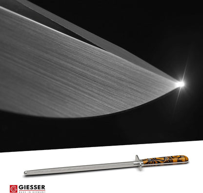 Giesser since 1776, Made in Germany, Sharpening Steel 10 inch - Honing Steel, PremiumCut, Spicy Orange