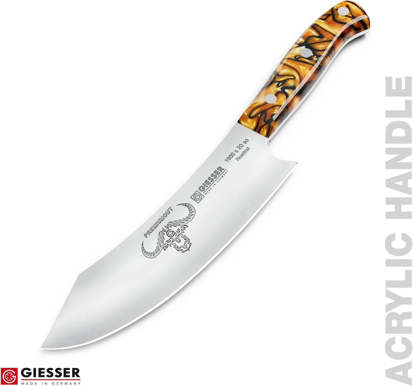 Giesser since 1776, Made in Germany, Sharpening Steel 10 inch - Honing Steel, PremiumCut, Spicy Orange