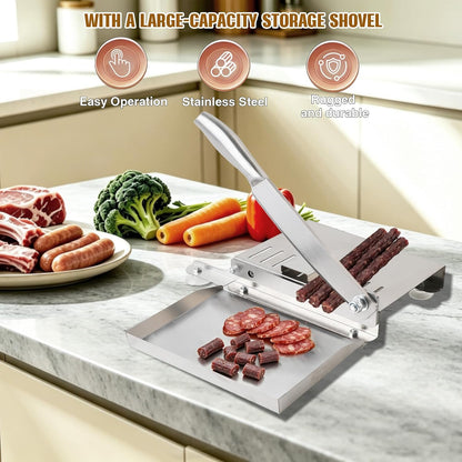 Manual Meat Cutter Machine Biltong Slicer Rib Chicken Cutting Machine Chinese Medicine Beef Jerky Slicer Stainless Sliver ZGD-PQPQ-001@TPUSEK06 0 | Chinese Medicine Beef Jerky Rib Slicer Stainless Steel Hand Herbal Shaver for Fruit Vegetables Salami Ham
