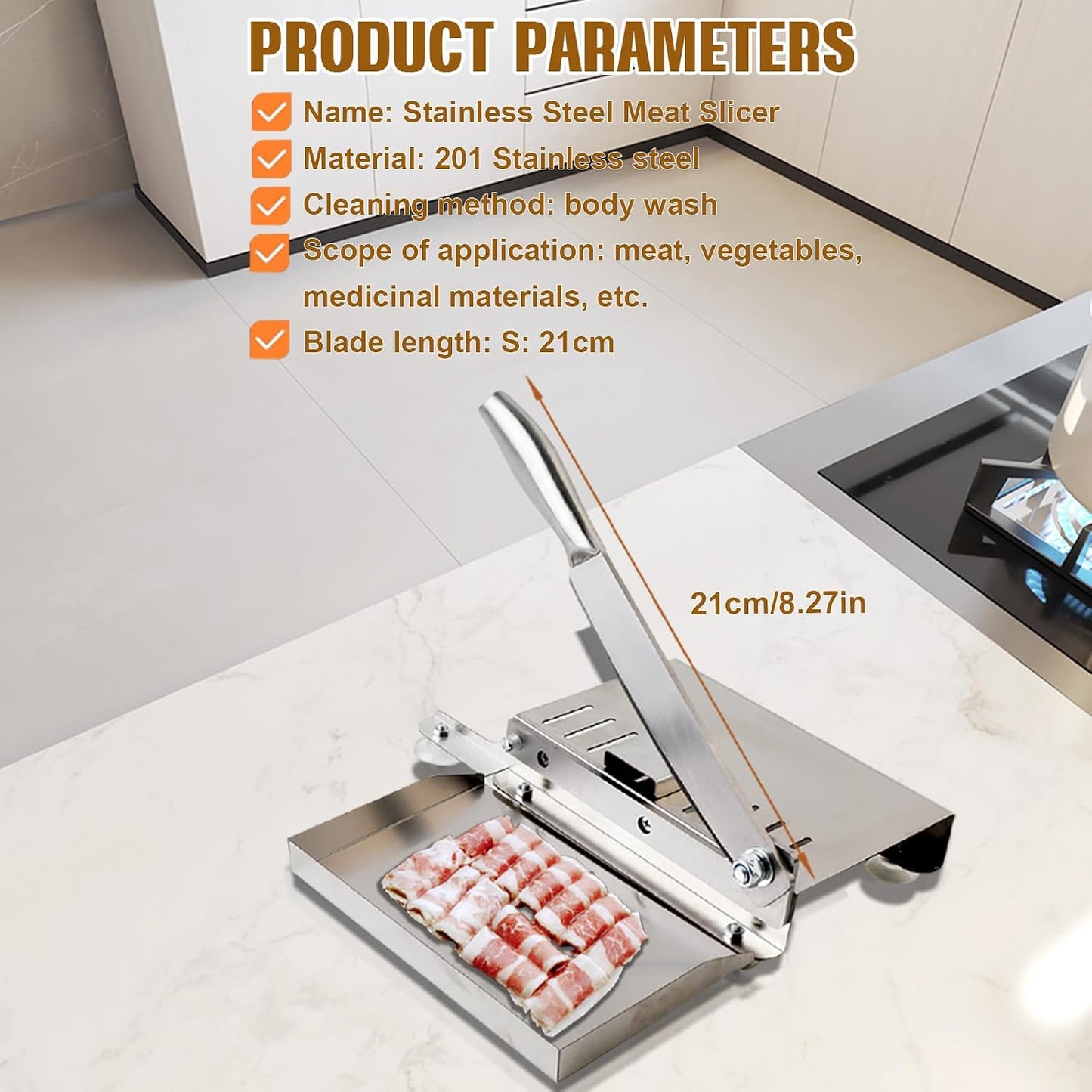 Manual Meat Cutter Machine Biltong Slicer Rib Chicken Cutting Machine Chinese Medicine Beef Jerky Slicer Stainless Sliver ZGD-PQPQ-001@TPUSEK06 0 | Chinese Medicine Beef Jerky Rib Slicer Stainless Steel Hand Herbal Shaver for Fruit Vegetables Salami Ham