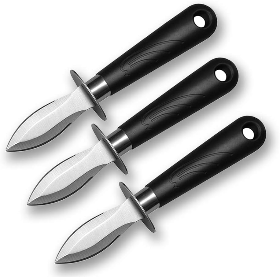 Oyster Shucking Knife 3PCS Stainless Steel Oyster Shucker Set with Non-Slip Handle Opener for Shellfish
