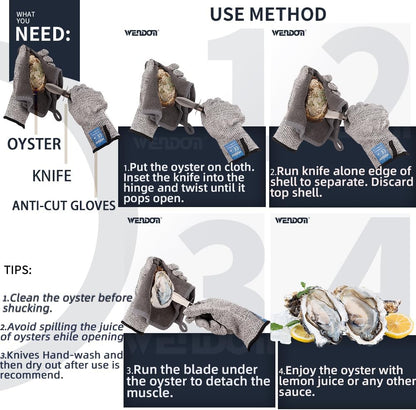 Oyster Shucking Knife 3PCS Stainless Steel Oyster Shucker Set with Non-Slip Handle Opener for Shellfish